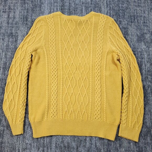 Preswick & Moore Sweater Womens Size XL Pullover Yellow Cable Knit V Neck NWT - Picture 2 of 9